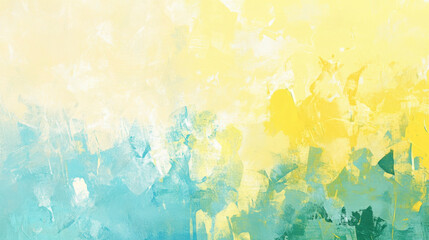 Cheerful and bright abstract painting featuring pale yellow and light aqua colors, creating vibrant and uplifting atmosphere. soft blending of hues evokes sense of tranquility and joy
