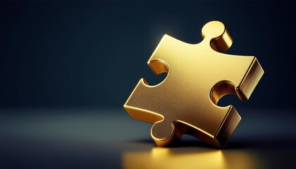 Golden puzzle piece on dark background, symbolizing problem-solving and completion.