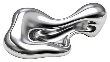 PNG Fluid chrome silver white background.