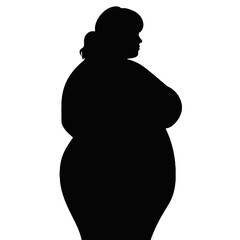 Overweight woman silhouette vector illustration transparent background