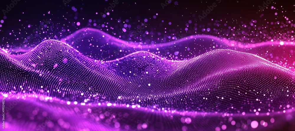 Poster the wave of points and lines is an abstract background with a dynamic wave. a 3d rendering of dots i