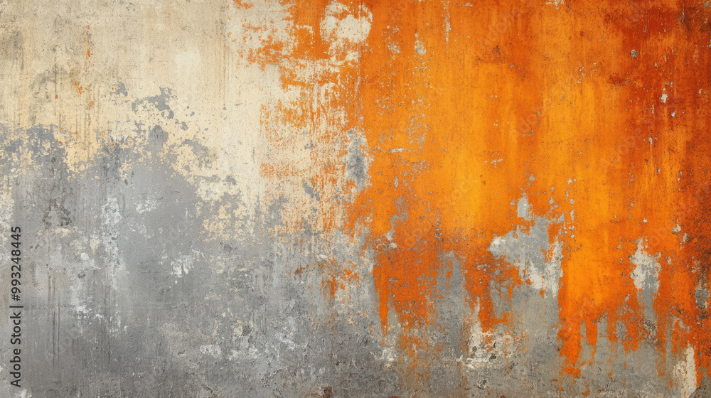 Poster warm and inviting, this textured wall features blend of rust orange and soft gray tones, creating un