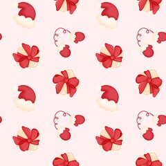 Seamless pattern Christmas clothes and gifts. For fabric, packaging paper, scrapbooking. Hand drawn seamless background for new year or christmas holiday design. .