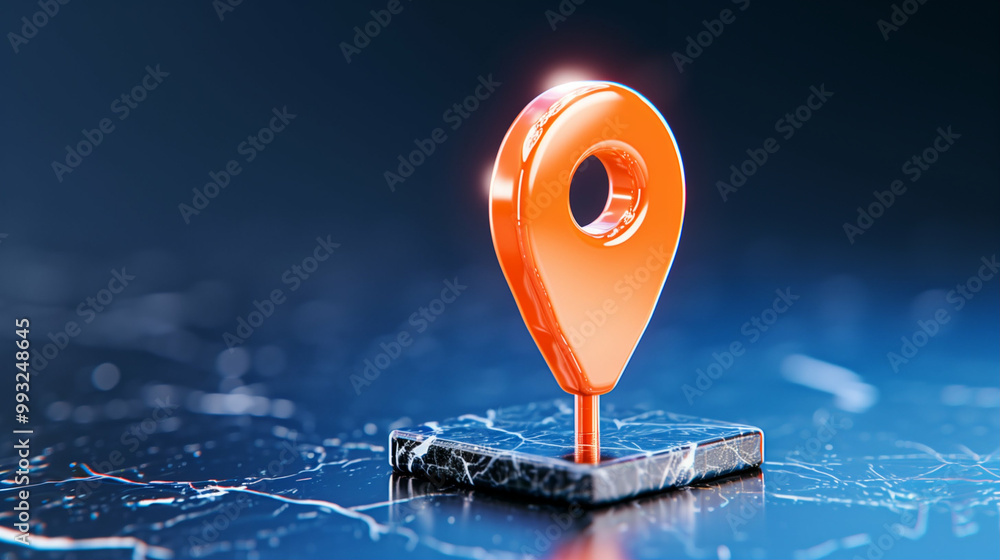 Aufkleber location pin with technology backdrop and navigation elements