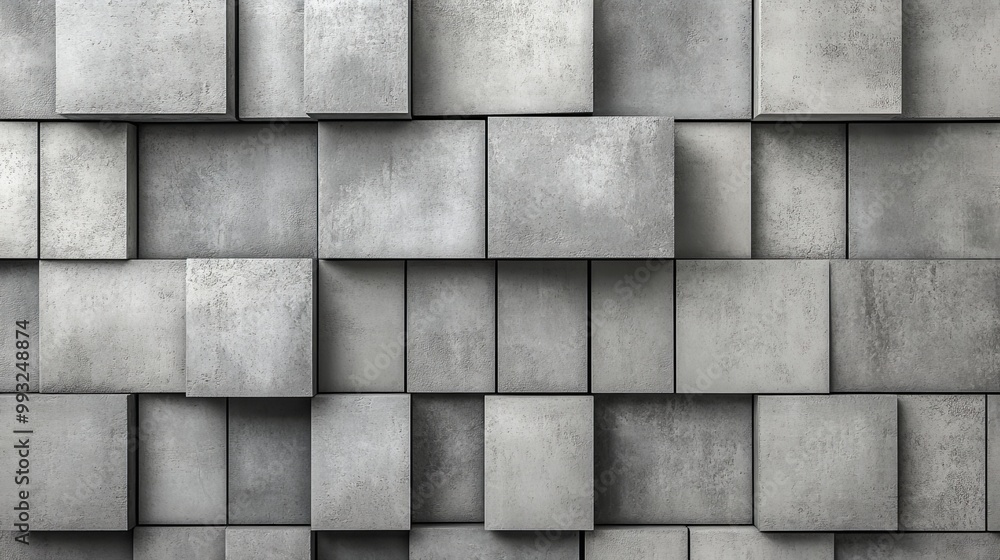 Poster background wallpaper with gray concrete cube boxes rotated randomly