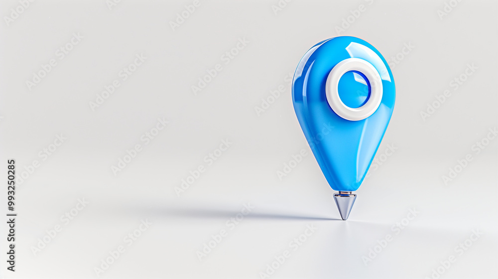 Poster map marker location pin icon with blue design for navigation and geolocation