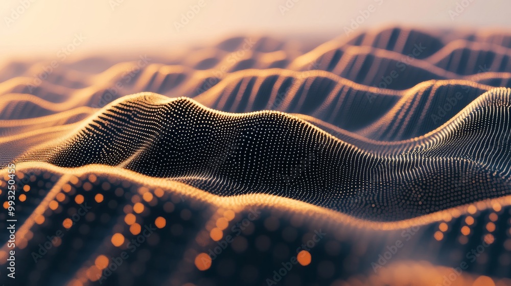 Poster information waves and the global database. neural networks and stocks. abstract technological backgr