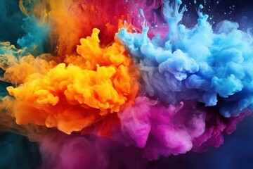 Fototapeta premium Exploding liquid paint in rainbow colors with splashes 
