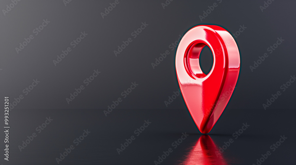 Poster map marker on a reflective surface showcasing location icon with 3d design and modern style