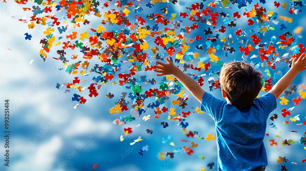 Aufkleber A clean vector design of a player winning a word puzzle game while confetti appears around the screen signifying victory Large space for text in center Stock Photo with copy space