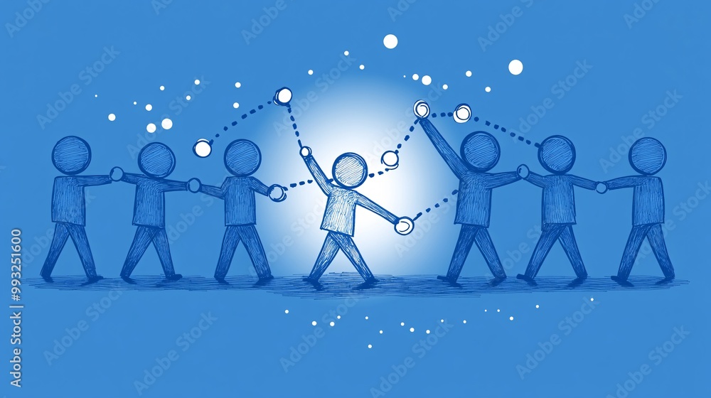 Poster A digital art vector of a business cartoon figure pulling the end of an economic graph upward showing determination and effort Large space for text in center Stock Photo with copy space