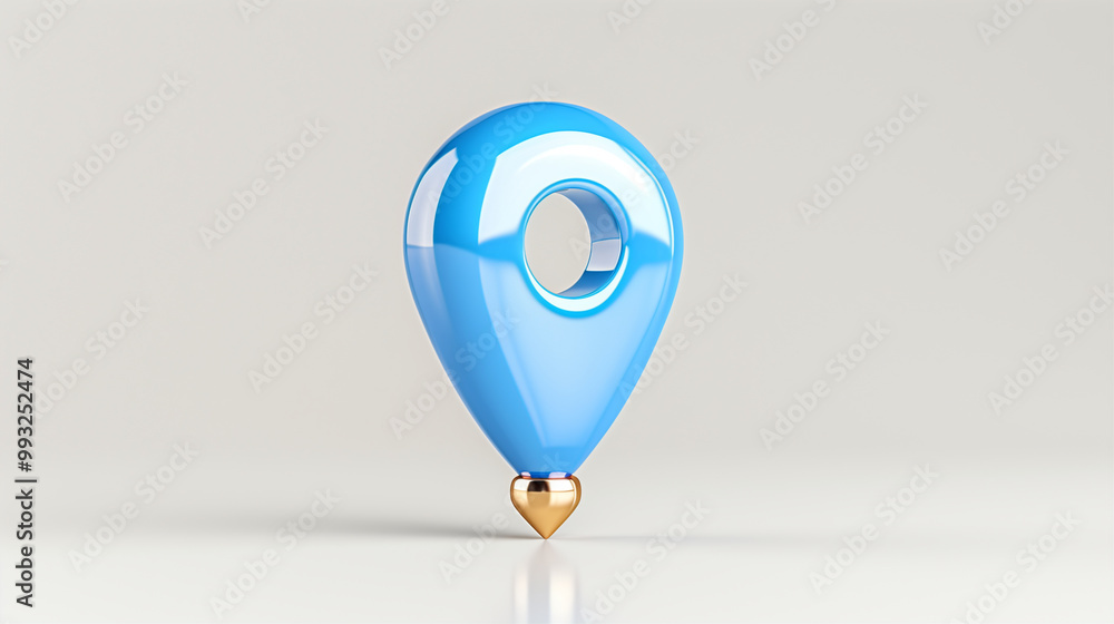 Poster location pin map marker icon in glossy blue design representing location and navigation
