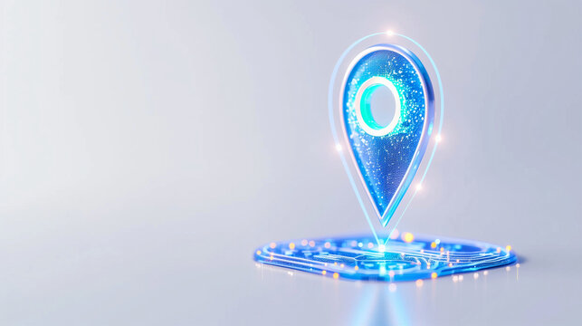 Location marker graphic with digital map pointer design for navigation and location services