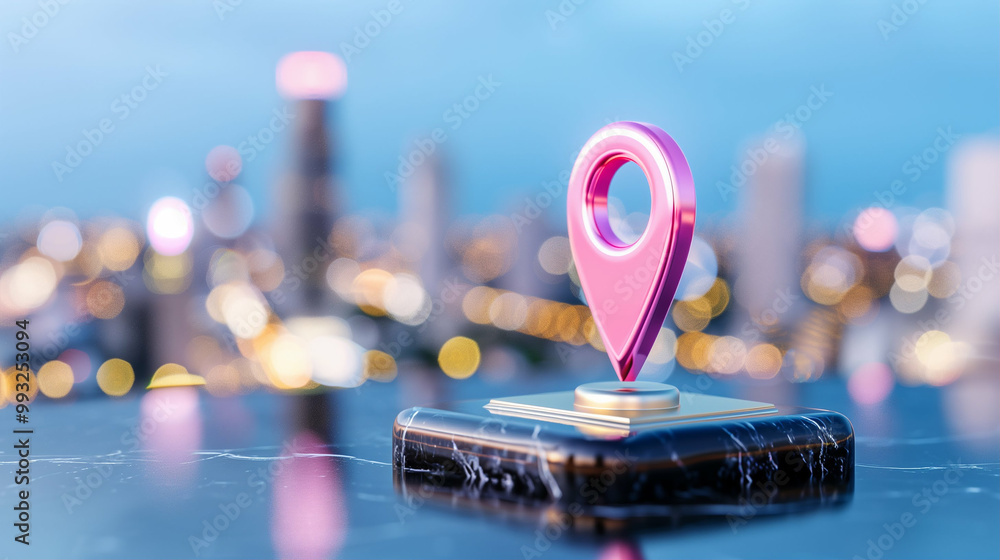 Aufkleber location pin on technology background representing navigation and mapping in modern city