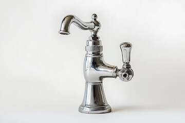 Chrome water tap isolated on white