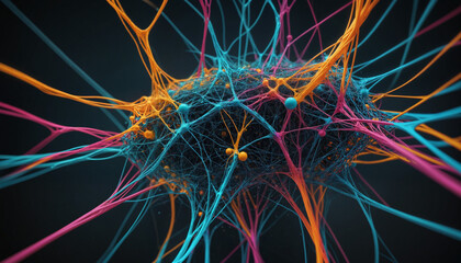 3d models of intelligence, neurons, artificial intelligence up close, detailed vector, connections, technology