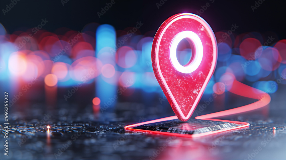 Aufkleber location pin with technology background highlighting digital navigation and location services