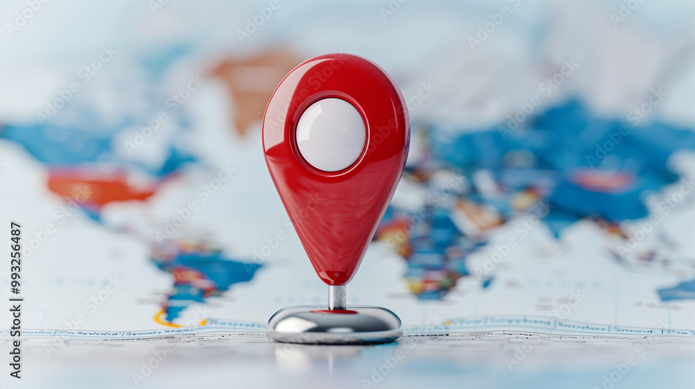 Aufkleber location pin on a world map showing navigation travel direction and location tracking