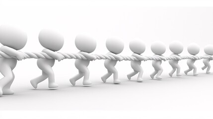 A 3D group of characters pulling the upward line of a stock market graph together showing teamwork and effort to improve the economy Large space for text in center Stock Photo with copy space