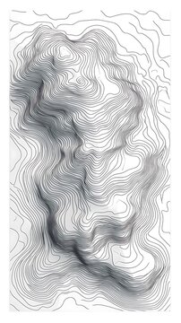 Abstract Topography Illustration: Contour Lines on a White Background