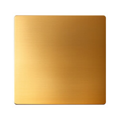 Gold podium stand flat lay isolated element. Luxury gold rectangle stage close-up object. Square minimal display podium mockup template for products and advertising design.