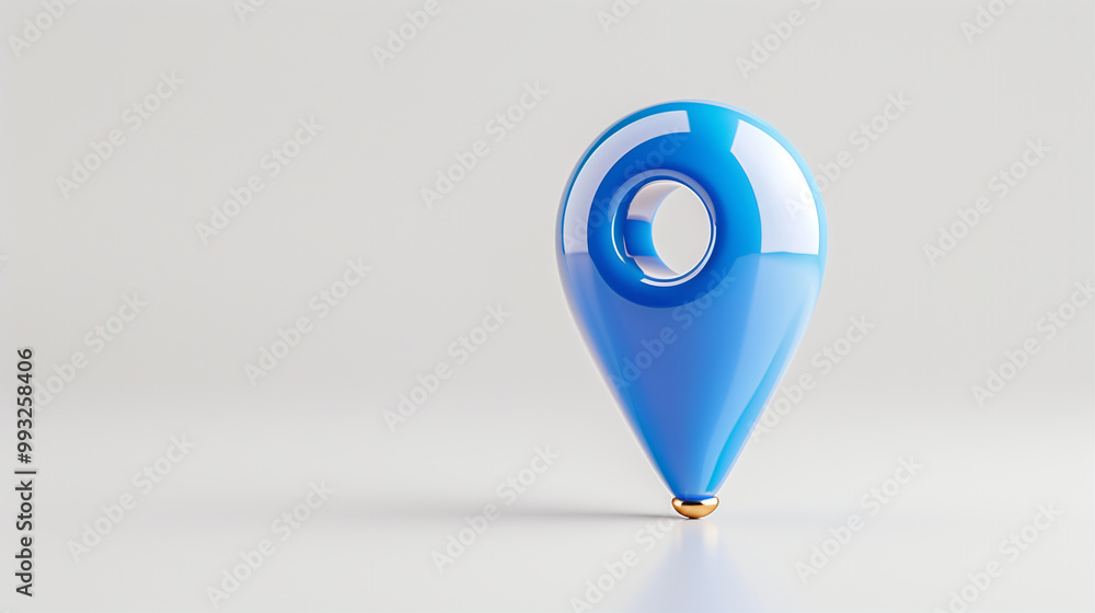 Poster location pin and map icon on white background for navigation display