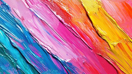 Multicolored art painting with oil brushstrokes. Textured wallpaper background illustration. Generative Ai