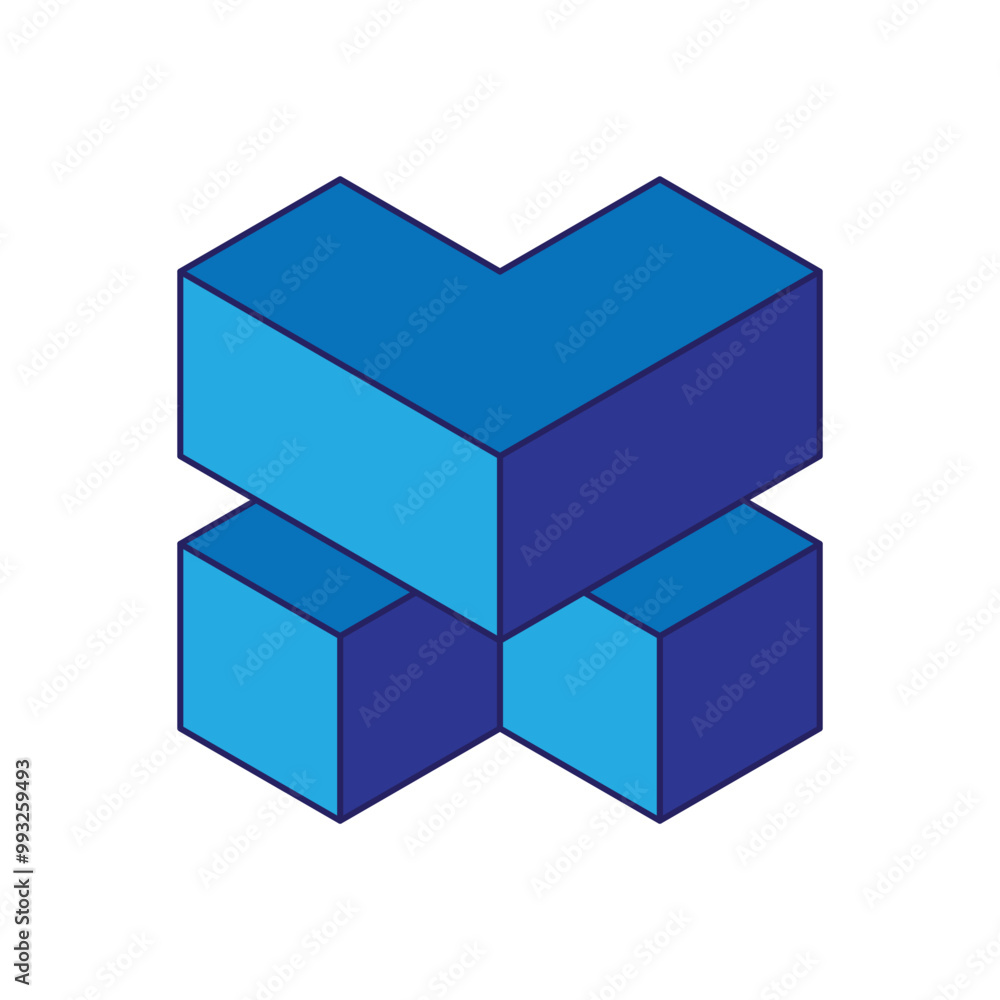 Poster this logo design is an initial letter m in 3d bold block cube style