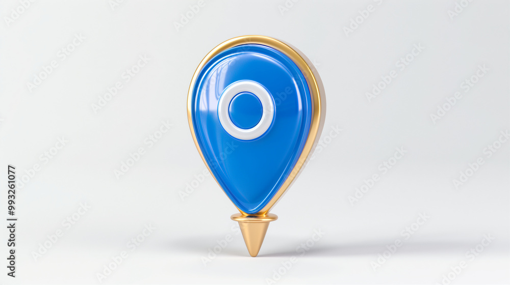 Poster location marker pin with blue design on white background showcasing map navigation and direction