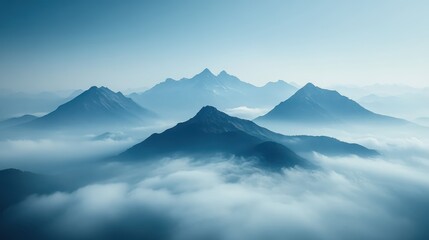 Fototapeta premium Stunning Mountain Range Soaring Above a Sea of Clouds