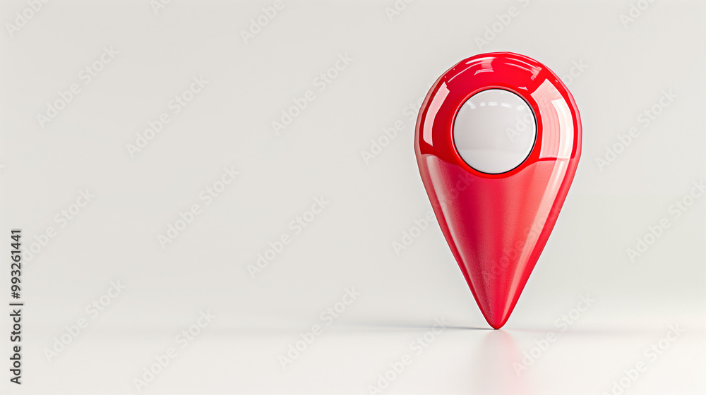 Poster map pin location marker in red design on a minimalist background