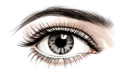Fototapeta premium PNG Drawing eyelash sketch white background.