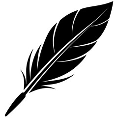 Obraz premium quill feather pen silhouette, feather pen icon logo vector design, majestic feather 