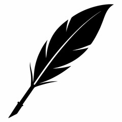 Obraz premium quill feather pen silhouette, feather pen icon logo vector design, majestic feather 