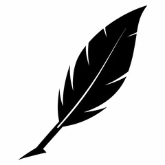 Obraz premium quill feather pen silhouette, feather pen icon logo vector design, majestic feather 