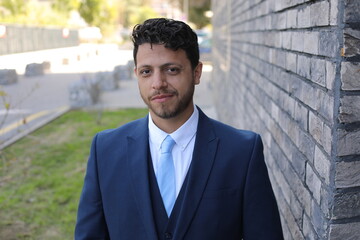 Handsome bearded man wearing a cute suit 