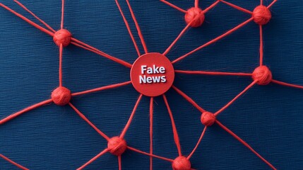 Fake News Concept with Network Connections and Threads