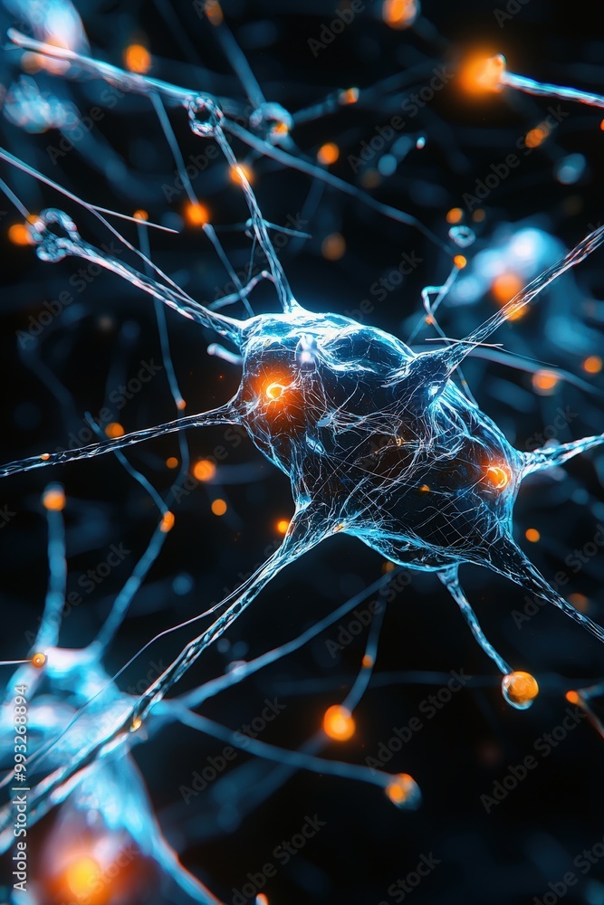 Poster epicatechin enhancing brain function, represented by glowing neurons and synapses