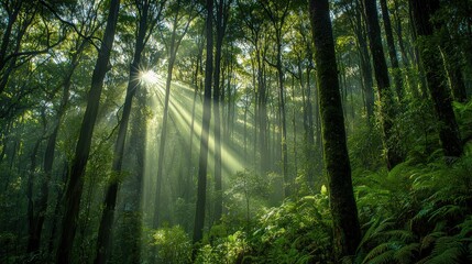 Obraz premium Serene Forest with Sunlight - Nature Background