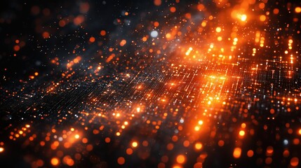 Fototapeta premium Abstract Illuminated Landscape with Glowing Particles