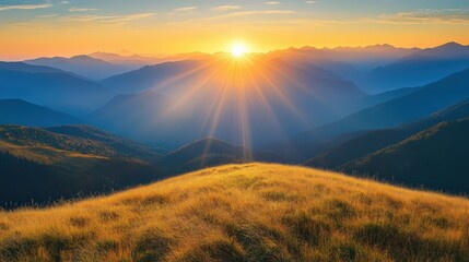 Fototapeta premium Majestic Mountain Landscape at Sunset - Nature Background