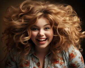 Portrait of a beautiful plus size woman laughing