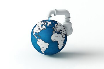 Pouring water from earth eco concept. 