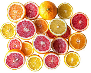Vibrant Citrus Fruits Isolated on transparent background