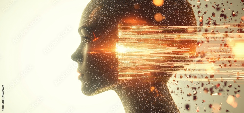 Poster . digital neural network. introducing a stock. cyberspace of the future. science and technology inno