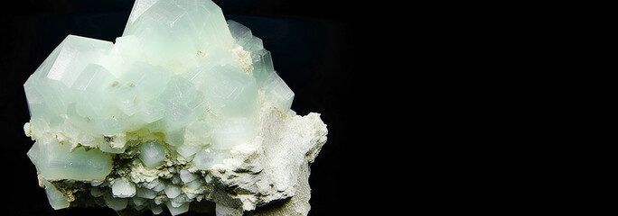 Datolite is rare precious natural geological stone on gradient background in low key, isolate. AI generated.