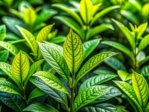 Fresh and Aromatic Petitgrain Leaves with Natural Green Background in a Botanical Setting