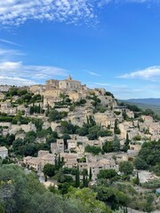 View of authentic french village on a hill 