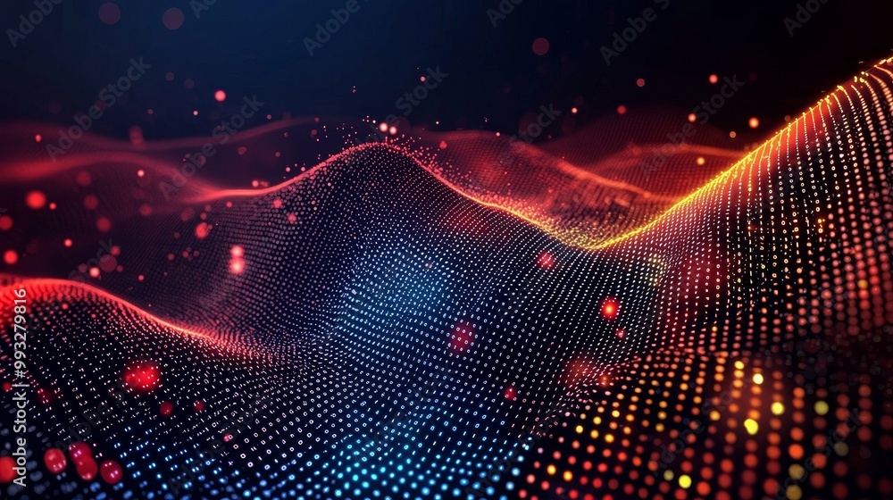 Poster binary code futuristic information technology. encrypted data stream, cloud protection, high-speed i