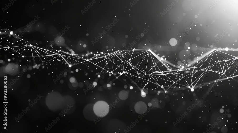 Poster a geometric background with connecting points and lines. a black digital background with networks. a